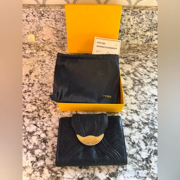 Fendi P. Foglio Spy Nappa Black Leather Wallet- with COA, box, and dust bag - Picture 3 of 13